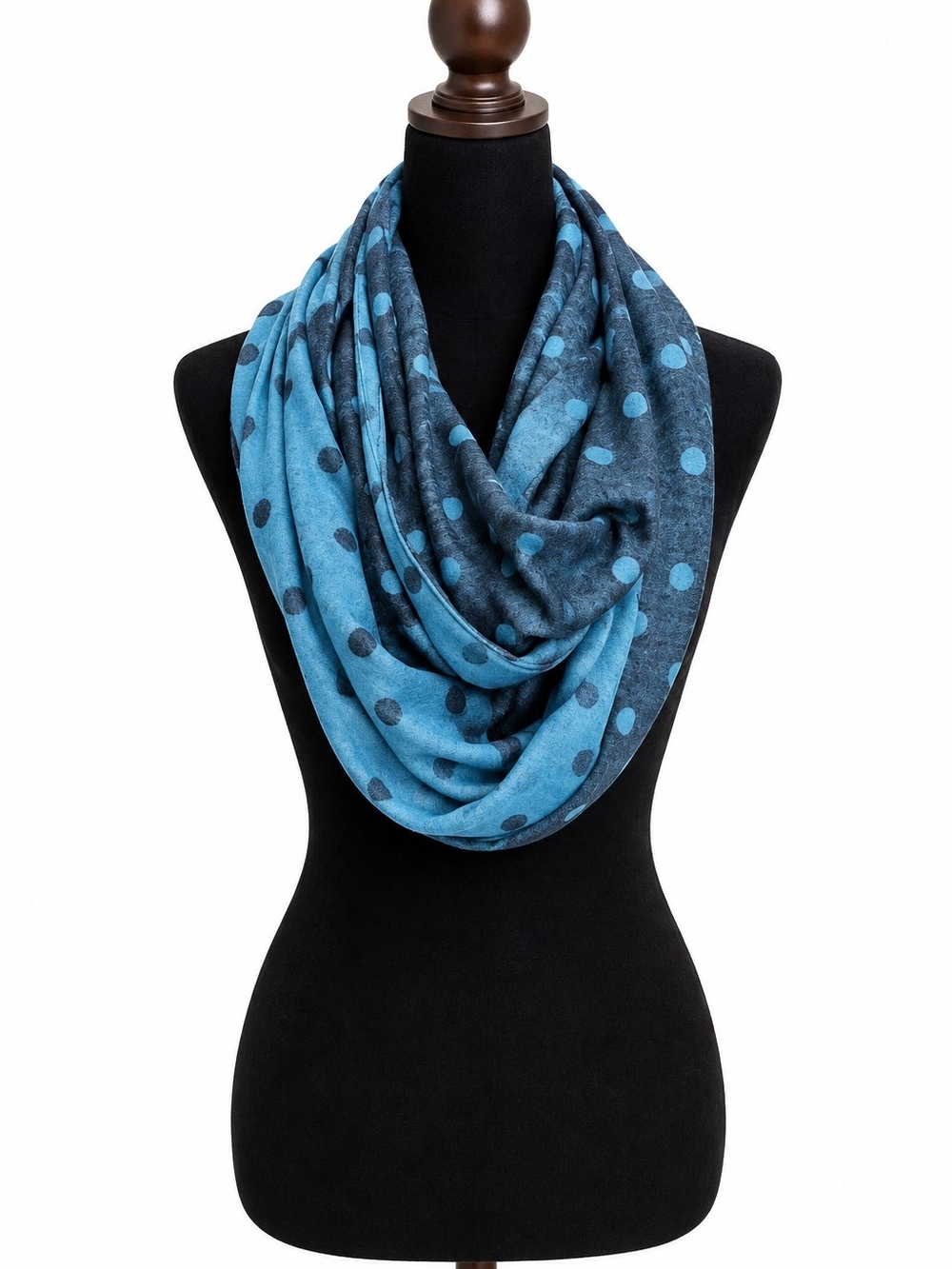 Blue & Charcoal Polka Dot Ombre Infinity Scarf